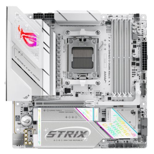 Asus ROG STRIX B850-G GAMING WIFI, AMD B850, AM5, Micro ATX, 4 DDR5, HDMI, DP, Wi-Fi 7, 2.5G LAN, RGB, 4x M.2, White