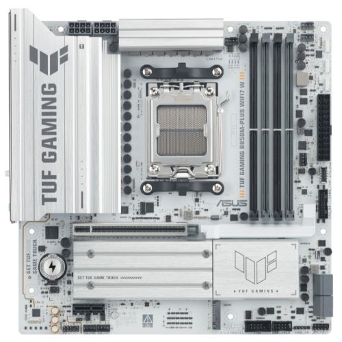 Asus TUF GAMING B850M-PLUS WIFI7 W, AMD B850, AM5, Micro ATX, 4 DDR5, HDMI, DP, Wi-Fi 7, 2.5G LAN, 3x M.2, White