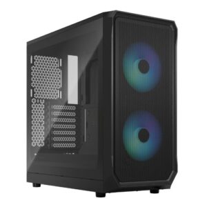 CAA-FRFO2CTGRGB_1.jpg Fractal Design Focus 2 RGB (Black TG) Gaming Case w/ Clear Glass Window, ATX, 2 RGB Fans, RGB controller, Mesh Front, Innovative Shroud System