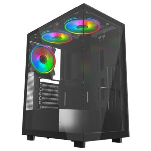 CAA-VIDVETRO-BLK1.jpg Vida Vetro Black ARGB Gaming Case w/ Glass Front & Side, ATX, 3x ARGB PWM Fans, 6-Port ARGB Fan Hub & Remote Control