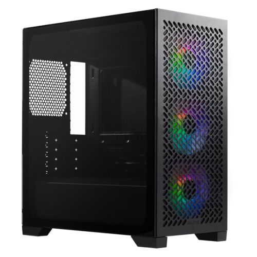 Cooler Master Elite 302 Gaming Case w/ Glass Side, Micro ATX, 3x ARGB Fans, PSU Shroud, Intake Grill, USB-C, Black