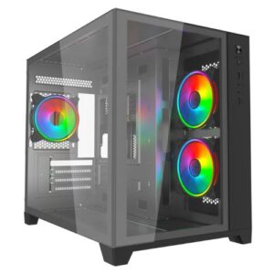 CAM-VIDAKIRA-BLKV2.jpg Vida Akira V2 Black ARGB Gaming Case w/ Glass Front & Side, Micro ATX, 3x ARGB PWM Fans, 6-Port ARGB Fan Hub & Remote Control