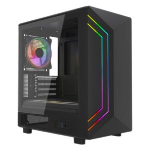 CAM-VIDAPOLLOM-BLK.jpg Vida Apollo M Black ARGB Gaming Case w/ Glass Window, Micro ATX, Rear ARGB Infinity Fan, Front LED Strips