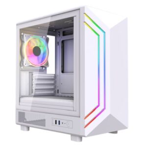 CAM-VIDAPOLLOM-WHT.jpg Vida Apollo M White ARGB Gaming Case w/ Glass Window, Micro ATX, Rear ARGB Infinity Fan, Front LED Strips