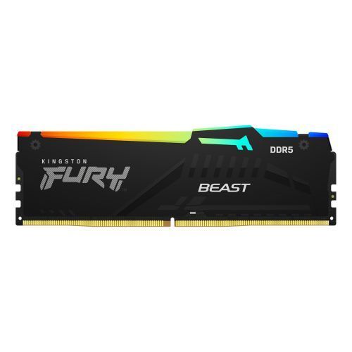 Kingston Fury Beast RGB 16GB, DDR5, 5200MHz, CL40, 1.25V, ECC, PMIC, Intel XMP 3.0, Black, DIMM Memory