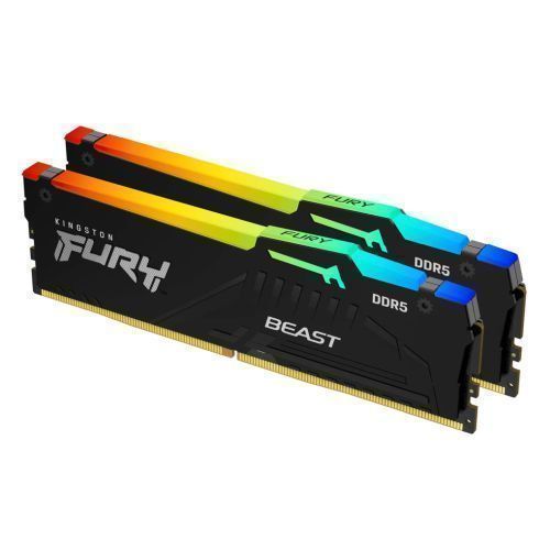 Kingston Fury Beast RGB 64GB Kit (2 x 32GB), DDR5, 6000MHz, CL36, 1.35V, ECC, PMIC, AMD EXPO & Intel XMP 3.0, Black, DIMM Memory