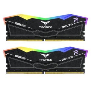 Team T-Force Delta RGB 64GB Kit (2 x 32GB), DDR5, 6400MHz (PC5-51200), CL40, ECC, AMD EXPO & XMP 3.0, PMIC, DIMM Memory, Black