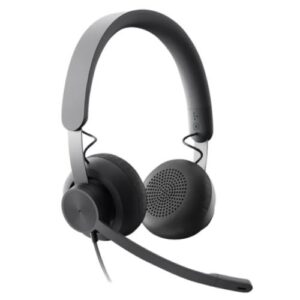 HS-LOZONEWIRED.jpg Logitech Zone Wired MSFT Headset, USB-C (USB-A Adapter), 40mm Drivers, Flip-to-Mute Noise-Canceling Mic, In-line Controls