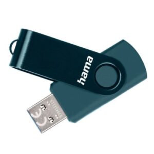 PEN-HAM256G-182466-BLU_1.jpg Hama Rotate 256GB USB 3.0 Memory Pen, Rotating Cap, Keyring, Petrol Blue