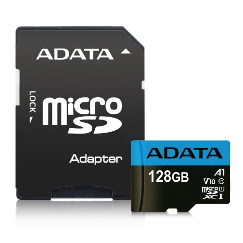 ADATA 128GB Premier MicroSDXC Card with SD Adapter, UHS-I Class 10, A1 App Performance, 85MB/s