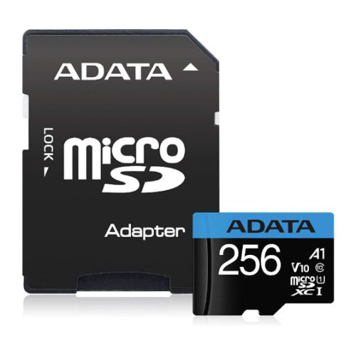 ADATA 256GB Premier MicroSDXC Card with SD Adapter, UHS-I Class 10, A1 App Performance, 85MB/s