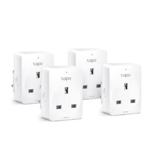 SH-SMARTPLUGTPP100-4PK.jpg TP-LINK (TAPO P100 4-Pack) Mini Smart Wi-Fi Socket, Remote Access, Scheduling, Away Mode, Voice Control