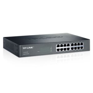 SWI-16TPRACK1000D.jpg TP-LINK (TL-SG1016D) 16-Port Gigabit Unmanaged Desktop/Rackmount Switch, Steel Case