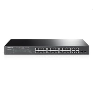 SWI-28TPSMART-4GBPOEV4.jpg TP-LINK (SL2428P) 24-Port Smart PoE Switch, 24 x 10/100Mbps PoE+ 4-Port Gigabit, 2 Combo GB SFP Slots, Rackmountable