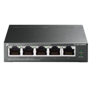SWI-5TPGBEASYSMAPOE.jpg TP-LINK (TL-SG105MPE) 5-Port Gigabit Easy Smart Switch with 4-Port PoE+, Steel Case