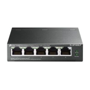 SWI-5TPLPOE.jpg TP-LINK (TL-SF1005LP) 5-Port 10/100 Unmanaged Desktop Switch, 4-Port PoE, Intelligent Power, Steel Case