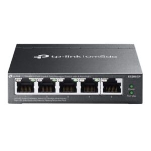 SWI-5TPOMAGBEASYPOE.jpg TP-LINK (ES205GP) Omada 5-Port Gigabit Easy Managed Switch with 4-Port PoE+, 5x GB Ports, Metal Casing