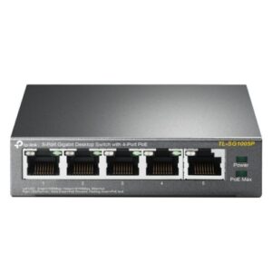 SWI-5TPPOE1000.jpg TP-LINK (TL-SG1005P) 5-Port Gigabit Unmanaged Desktop Switch, 4 Port PoE+, Steel Case