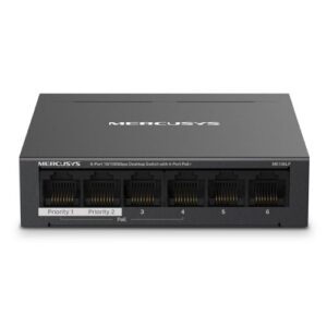 SWI-6MERPOE.jpg Mercusys (MS106LP) 6-Port 10/100Mbps Desktop Switch with 4-Port PoE+, Metal Case