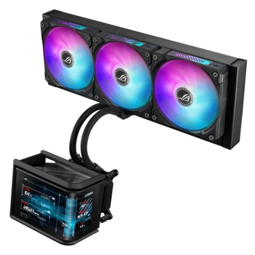 Asus ROG Ryuo IV SLC 360 ARGB Liquid CPU Cooler, Movable 6.67" Curved AMOLED Display, Shortened Tubing, Daisy-Chained ARGB Fans