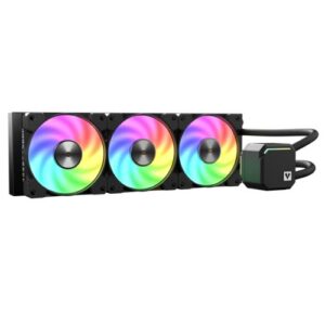 WC-VIDTRIFROST360-BLK.jpg Vida TriFrost 360mm ARGB Liquid CPU Cooler, 3x ARGB PWM Fans, ARGB CPU Block, 300W TDP, Black