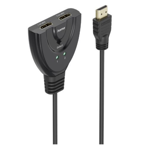 Hama 2x1 4K HDMI 2.0 Switch, 2 Inputs, 1 Output, Toggle Switch, Plug and Play, LED Indicators