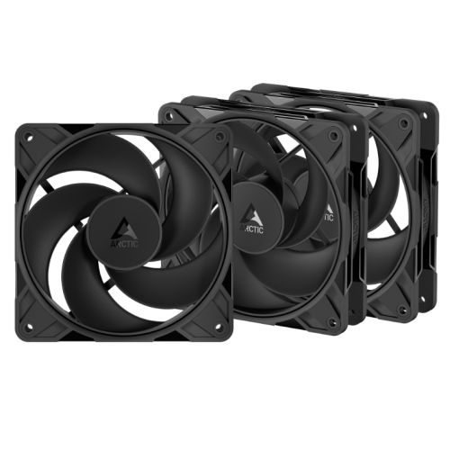 ARCTIC P12 Pro 120mm PWM Reverse Blade Case Fans w/ Cable Splitters (3 Pack), Fluid Dynamic Bearing, 500-3000 RPM, Black