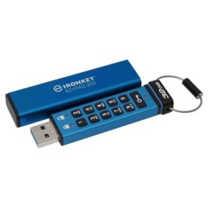 PEN-32KINGIKKP200.jpg Kingston 32GB IronKey Keypad 200 Memory Pen, USB-A 3.2 Gen1, FIPS 140-3 w/ XTS-AES 256-bit Hardware Encryption, Alphanumeric PIN, R/W 145/115 MB/s