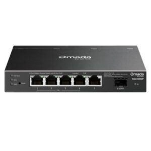 SWI-6TPOMAAGBSMAPOE.jpg TP-LINK (SG2206MP) Omada Access 6-Port Gigabit Switch with 4-Port PoE+, 5x GB RJ45, 1x GB SFP, Centralized Management, Metal Casing