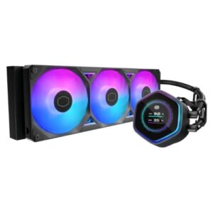 WC-CMML360ATMOS2ARGBLCD.jpg Cooler Master MasterLiquid 360 Atmos II LCD ARGB Liquid CPU Cooler, 360mm, Dual Chamber Design, Customisable LCD, Low Profile Pump, Black