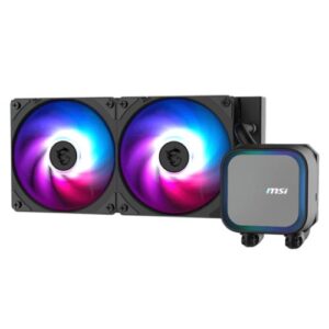 WC-MSI240CLA13240.jpg MSI MAG CORELIQUID A13 240mm Liquid CPU Cooler, 2x CycloBlade 7 ARGB PWM Fans, ARGB Cooling Block, Black