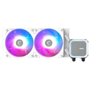 WC-MSI240CLA13240WH.jpg MSI MAG CORELIQUID A13 240mm Liquid CPU Cooler, 2x CycloBlade 7 ARGB PWM Fans, ARGB Cooling Block, White