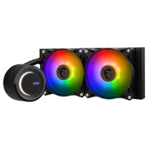 WC-MSI240CLE240.jpg MSI MAG CORELIQUID E240 240mm Liquid CPU Cooler, 2x ARGB PWM Fans, Rotatable ARGB Blockhead, Black