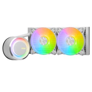 WC-MSI240CLE240WH.jpg MSI MAG CORELIQUID E240 240mm Liquid CPU Cooler, 2x ARGB PWM Fans, Rotatable ARGB Blockhead, White