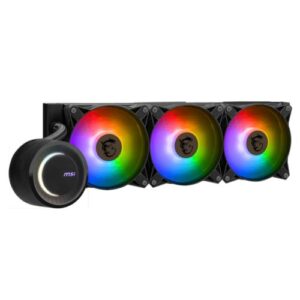 WC-MSI360CLE360.jpg MSI MAG CORELIQUID E360 360mm Liquid CPU Cooler, 3x ARGB PWM Fans, Rotatable ARGB Blockhead, Black