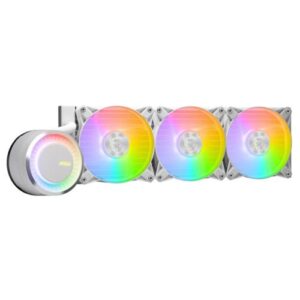WC-MSI360CLE360WH.jpg MSI MAG CORELIQUID E360 360mm Liquid CPU Cooler, 3x ARGB PWM Fans, Rotatable ARGB Blockhead, White