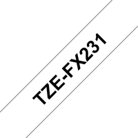 TZEFX-231 BLACK ON WHITE FLEXI TAPE