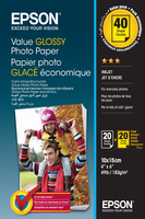 VALUEGLOSSYPHOTOPAPER 10X15CM 2X 20S