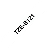 TZE-S121 BLACK ON CLEAR STRONG ADHES