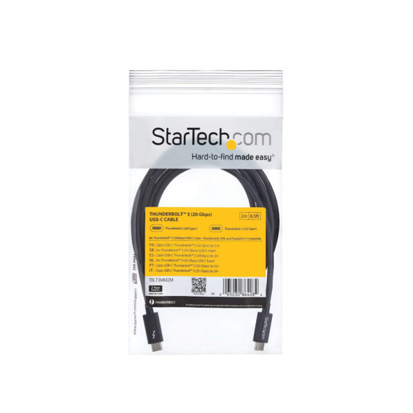 StarTech.com 2m Thunderbolt 3 (20Gbps) USB-C Cable - Thunderbolt, USB, and DisplayPort Compatible