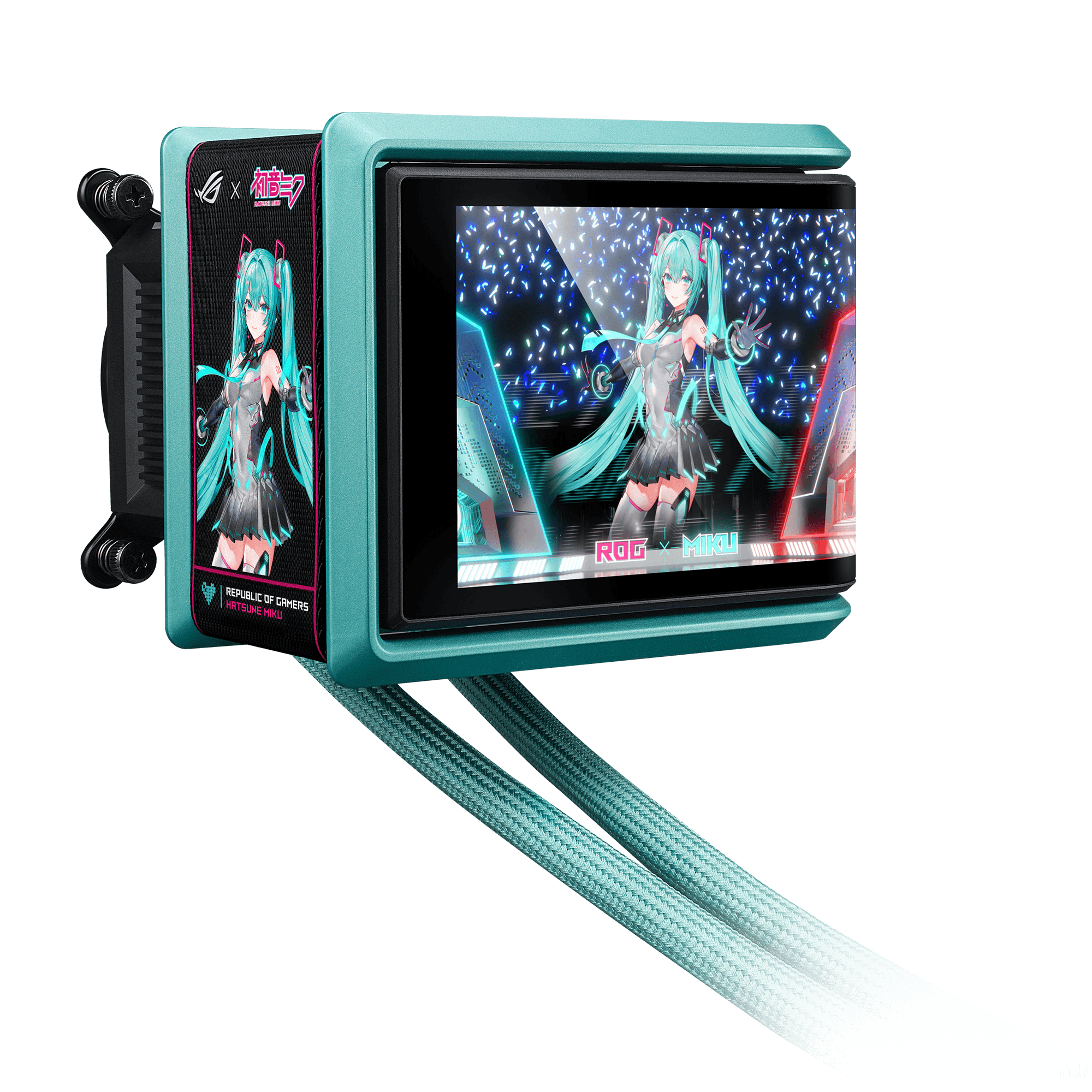 ASUS ROG RYUO IV 360 ARGB Hatsune Miku Edition Processor All-in-one liquid cooler 12 cm Black, Turquoise