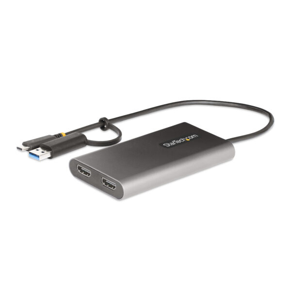 062b3e27400e6e39e92958eabe7aa3c9.jpg StarTech.com USB-C to Dual-HDMI Adapter - USB-C or A to 2x HDMI - 4K 60Hz - 100W Power Delivery Pass-Through - 1ft (30cm) Built-in Cable - USB to HDMI Multi-Monitor Converter for Laptop - TAA