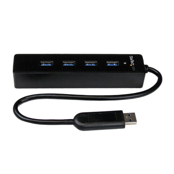 097964246705c6e4ed0788832d5f6756.jpg StarTech.com 4 Port Portable SuperSpeed USB 3.0 Hub with Built-in Cable~4 Port Portable SuperSpeed USB 3.0 Hub with Built-in Cable - 5Gbps