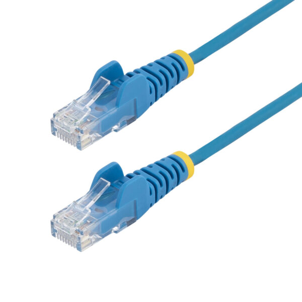 StarTech.com 15m Blue Slim CAT6 Ethernet Cable, Snagless, 100W PoE, UTP, LSZH, 28AWG Pure Bare Copper Wire, Slim RJ45 Network Patch Cord w/Strain Reliefs, Individually Tested