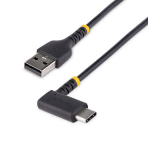 101422193_5098870706.jpg StarTech.com 1ft (30cm) USB A to C Charging Cable Right Angle - Heavy Duty Fast Charge USB-C Cable - Black USB 2.0 A to Type-C - Rugged Aramid Fiber - 3A - USB Charging Cord