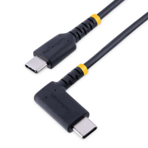 101422197_3769359452.jpg StarTech.com 1ft (30cm) USB C Charging Cable Right Angle - 60W PD 3A - Heavy Duty Fast Charge USB-C Cable - Black USB 2.0 Type-C - Rugged Aramid Fiber - USB Charging Cord