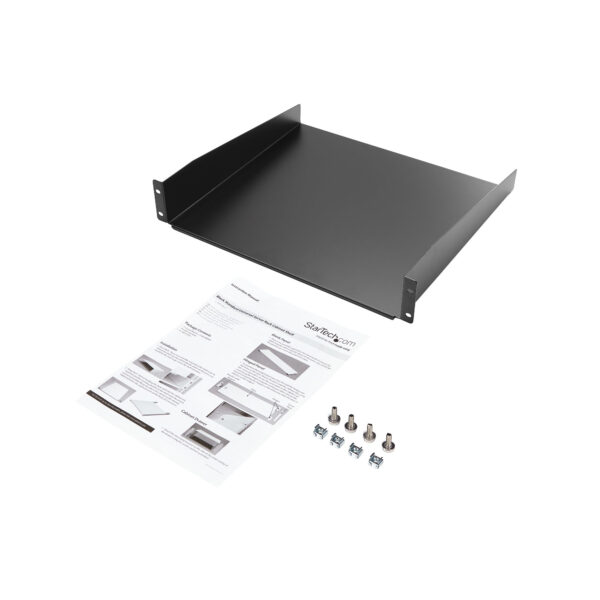 1128743_0868736930.jpg StarTech.com 2U Server Rack Shelf - Universal Rack Mount Cantilever Shelf for 19" Network Equipment Rack & Cabinet - Heavy Duty Steel – Weight Capacity 44lb/20kg - 16" Deep Tray, Black