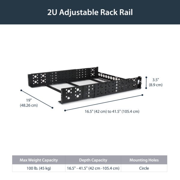 StarTech.com 2U Fixed 19" Adjustable Depth Universal Server Rack Rails