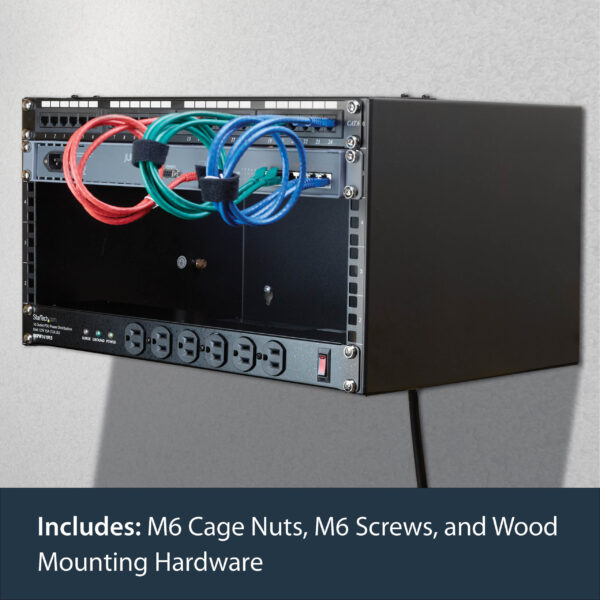 1261808_3673347363.jpg StarTech.com 6U Wall Mount Network Rack - 14 Inch Deep (Low Profile) - 19" Patch Panel Bracket for Shallow Server and IT Equipment, Network Switches - 44lbs/20kg Weight Capacity, Black