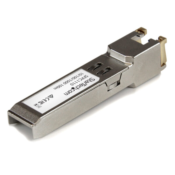 13832153_3067637164.jpg StarTech.com Cisco SFP-GE-T Compatible SFP Transceiver Module - 10/100/1000BASE-TX~Cisco SFP-GE-T Compatible SFP Module - 1000BASE-T - SFP to RJ45 Cat6/Cat5e - 10/100/1000 Mbps - RJ-45 100m - Cisco IE3400, IE3300, IE3200